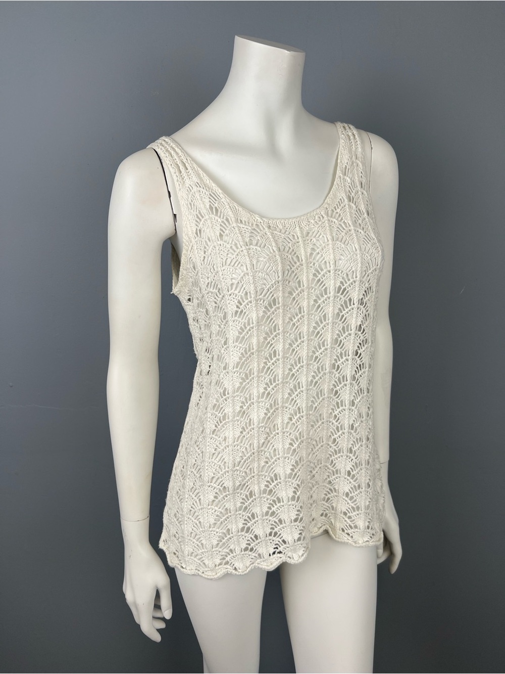 Warehouse One Women's Cream Crochet Tank Top